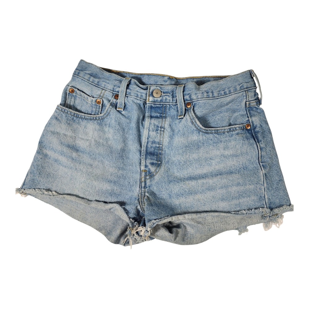 Levis 501 Original High Rise Denim Shorts Light Wash Raw Hem Button Fly 29W